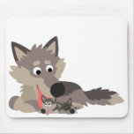 Loup et chiots mignons Mousepad de papa de bande d tapis de souris