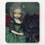 Loup-Garou:  Noir rococo gothic wolf Mousepad mousepads