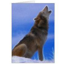Loup gris mis en danger par hurlement isolé carte de vœux