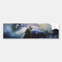 Loup hurlant à la lune autocollants pour voiture
