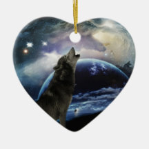 Loup hurlant à la lune décoration de noël