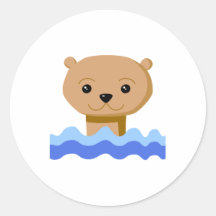 Loutre de natation autocollants ronds