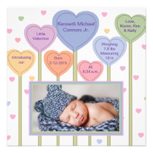 Lovable Blue Photo Birth Announcement