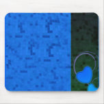 Lovable bluish hearts and checked pattern mousepad