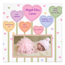 Lovable Pink Photo Birth Announcement
