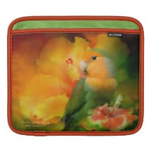 Love Among The Hibiscus Lovebird iPad Sleeve