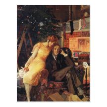 Love and Romance on Christmas Eve Postcard