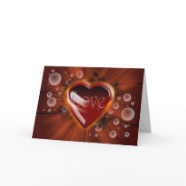 Love and romance, vector heart with bubbles linear cards