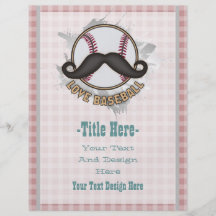 'LOVE BASEBALL' sport moustache Personalized Flyer