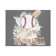 'LOVE BASEBALL' sport  print Stretched Canvas Print