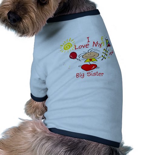 Love Big Sister Stick Figure Girl Dog Tee Shirt