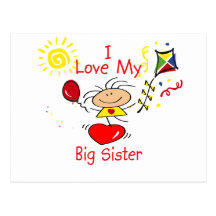 Love Big Sister Stick Figure Girl Post Card