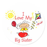 Love Big Sister Stick Figure Girl Stickers