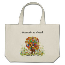 Love Bird Swirl Tree Wedding Date Honeymoon Tote Canvas Bag