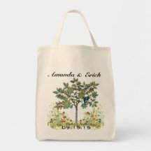 Love Bird Swirl Tree Wedding Date Honeymoon Tote Bag