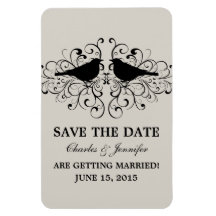 Love Bird Swirls Save the Date Magnet, Beige