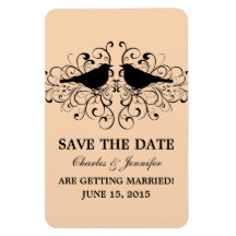 Love Bird Swirls Save the Date Magnet, Coral
