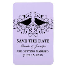 Love Bird Swirls Save the Date Magnet, Lilac