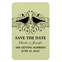 Love Bird Swirls Save the Date Magnet, Mint