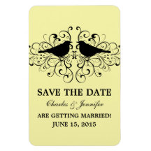 Love Bird Swirls Save the Date Magnet, Yellow