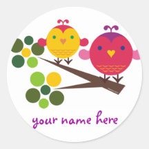 love birdies round sticker
