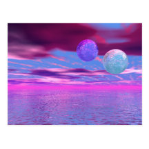 Love Birds - Abstract Pink and Purple Passion Postcard