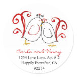 Love Birds and Blossoms Address Labels Round Sticker