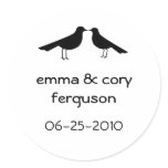 Love birds black white wedding favour tag label