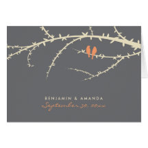Love Birds Custom Thank You Card (peach)