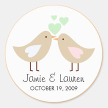 Love Birds Custom Wedding Seal Sticker