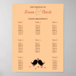 Love Birds Falling Hearts Oak Tree Seating Chart Posters