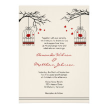 Love Birds in Birdcages Wedding Invitations