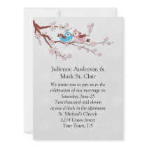 Love Birds on Cherry Blossoms Wedding Invitation
