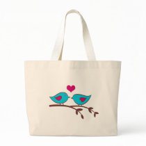 Love Birds on green Canvas Bag