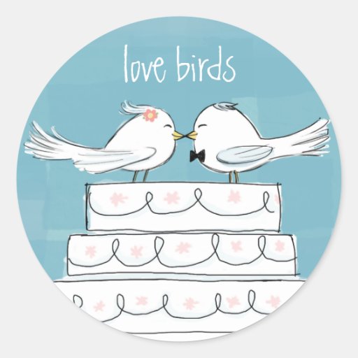 Love Birds Round Sticker