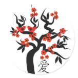 Love Birds Sakura cherry tree Chinese love symbol Sticker