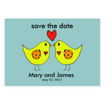 love birds save the date card business card