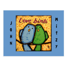 love birds save the date postcard