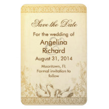 love birds two swans romantic save the date magnet