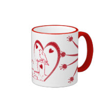 Love Birds Valentines Day Red Hearts Love Designs Coffee Mugs