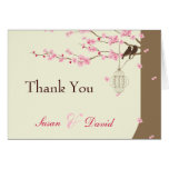 Love Birds Vintage Cage Cherry Blossom Thank You Greeting Cards