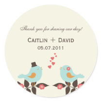 Love Birds Wedding Favour Stickers/Envelope Seals