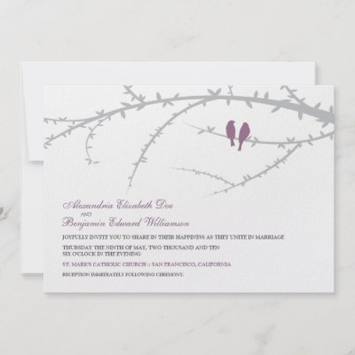Love Birds Wedding Invitation lavender by TheWeddingShoppe