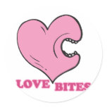 love bites biting heart round sticker
