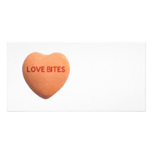 Love Bites Orange Candy Heart Photo Card