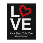 LOVE, Black and White with Red Sketched Heart flyers