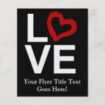 LOVE, Black and White with Red Sketched Heart Flyer Design