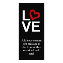 LOVE, Black and White with Red Sketched Heart Rack Cards