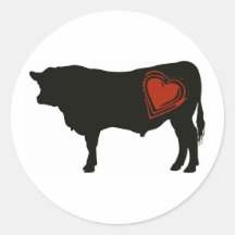 Love Black Angus Beef Round Stickers