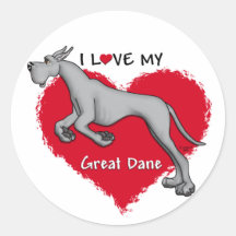 Love Black Great Dane Sticker